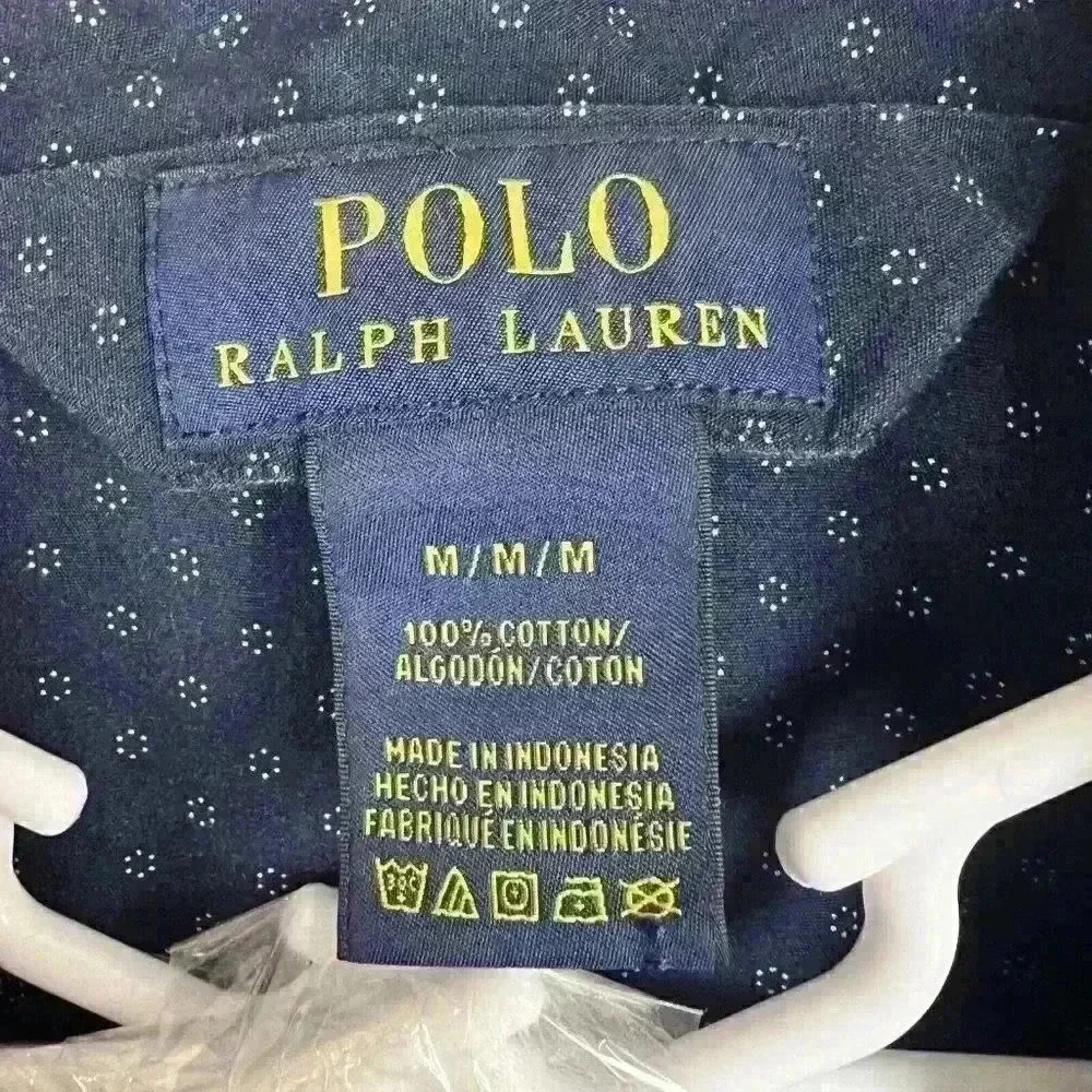 Polo Ralph Lauren Pajama Shirt Mens Medium Geometric Button Up Sleepwear‎